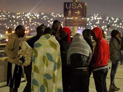 Haitians migrants wait to make their way to the U.S. and seek asylum at the San Ysidro Port of Entry in Tijuana, Mexico