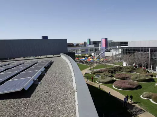 The Googleplex, Google's corporate headquarters, generates much of its power from rooftop solar installations (Reuters/Erin Siegel)