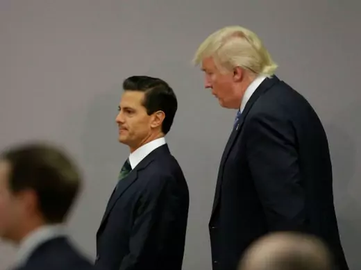U.S. Republican presidential nominee Donald Trump and Mexico's President Enrique Pena Nieto walk out after finishing a press conference at the Los Pinos residence in Mexico City, Mexico, August 31, 2016 (Reuters/Henry Romero).