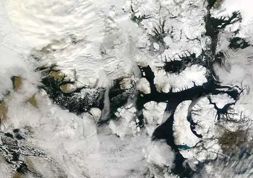 An ice-free Northwest Passage is seen in this handout satellite photo from NASA