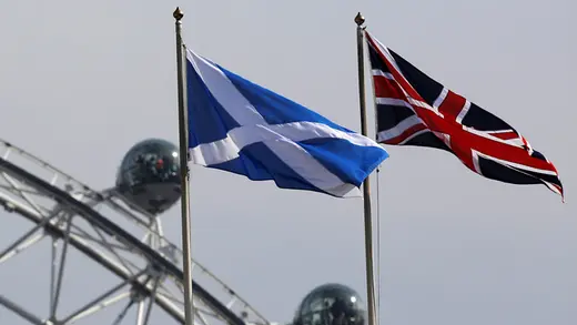 The Scottish flag flies in London