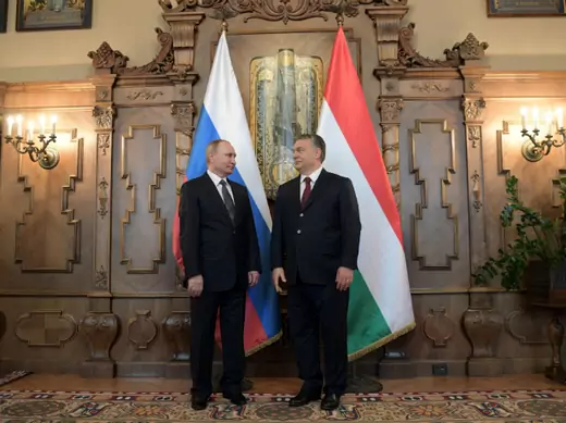 Russian President Vladimir Putin meets with Hungarian Prime Minister Viktor Orban in Budapest, Hungary, February 2, 2017 (Reuters/Alexei Druzhinin)