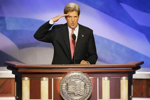 Democratic presidential candidate John Kerry salutes delegates at the convention in Boston in 2004. Gary Hershorn/Reuters