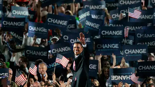 Democratic presidential nominee Barack Obama at the convention in Denver in 2008. AP Photo