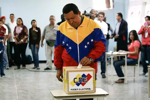 Venezuelan President Hugo Chavez casts his vote during parliamentary elections in Caracas.  Reuters