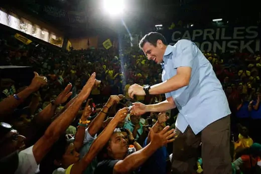 Henrique Capriles Radonski greets supporters during the launch of his 2012 presidential campaign in Caracas. Gil Montano/Reuters