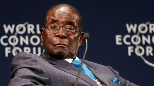 Robert Mugabe on a panel at the World Economic Forum.