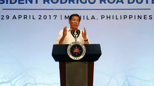 Philippine president Rodrigo Duterte speaks during a press conference in Manila, Philippines on April 29, 2017.