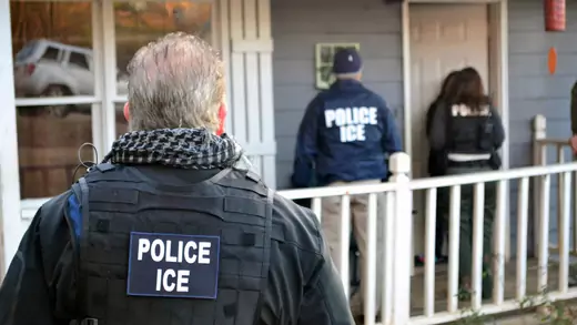 U.S. ICE officers conduct a targeted enforcement operation in Atlanta, Georgia.