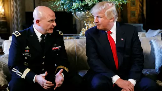 U.S. President Donald J. Trump announces Army Lt. Gen. H.R. McMaster as his National Security Adviser at his Mar-a-Lago estate.