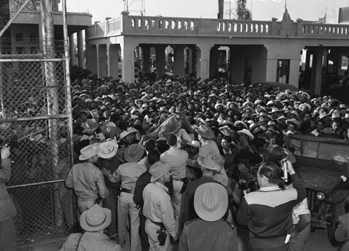 Mexican workers await legal employment in the United States. Wikimedia/UCLA Library