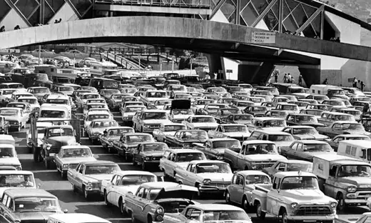 U.S. President Nixon's 'Operation Intercept' led to gigantic traffic jams at the U.S.-Mexico border. AP