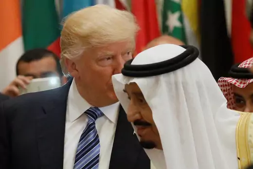 Trump and Saudi Arabia's King Salman attend the Arab Islamic American Summit in Riyadh.