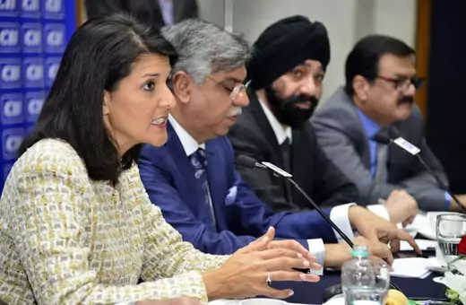 Then Governor Nikki Haley of South Carolina at an interactive session with entrepreneurs organized by the Confederation of Indian Industry in Chandigarh on November 14, 2014.
