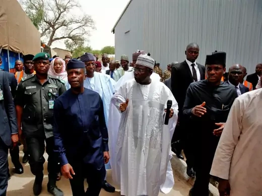 Nigerian acting president visits boko haram terror site