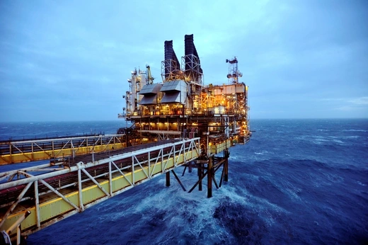 A section of the BP Eastern Trough Area Project oil platform is seen in the North Sea, around 100 miles east of Aberdeen in Scotland, on February 24, 2014.