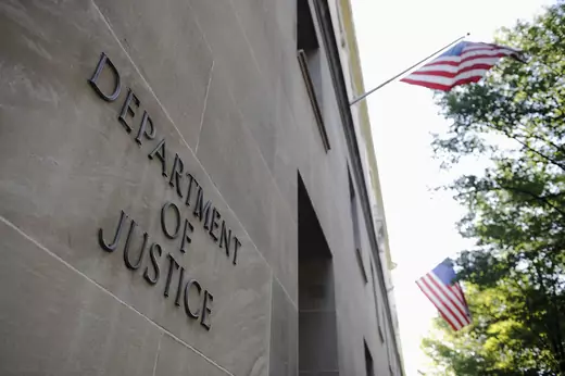 The exterior of the U.S. Department of Justice headquarters building in Washington, July 14, 2009.