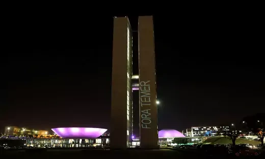 "Out Temer" Projected on Brazil's Congress