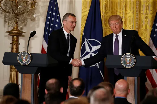 Donald Trump and Jens Stoltenberg at joint press conference