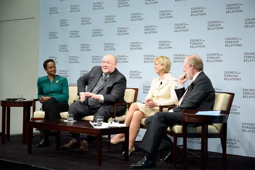 Executive Director and CEO of NAFSA Esther Brimmer, former Coast Guard Admiral Thad W. Allen, and former EPA Administrator Christine Todd Whitman discuss the U.S. strategic presence in the Arctic with LA Times Washington Columnist Doyle McManus.