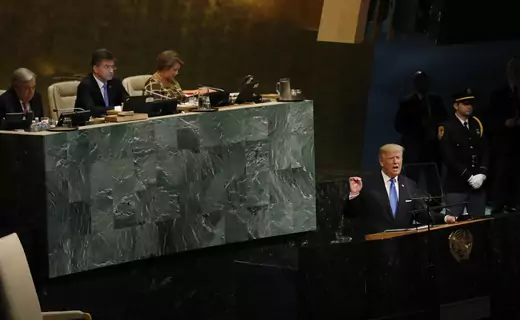 President Donald Trump addresses the 72nd United Nations General Assembly on September 19, 2017.