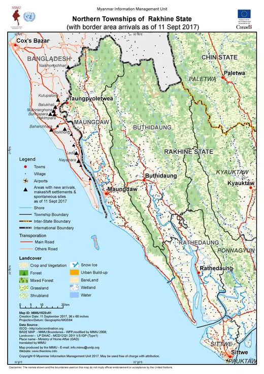 Northern townships of Rakhine state alongside Bangladesh