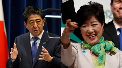 Prime Minister Shinzo Abe and Tokyo Governor Yuriko Koike