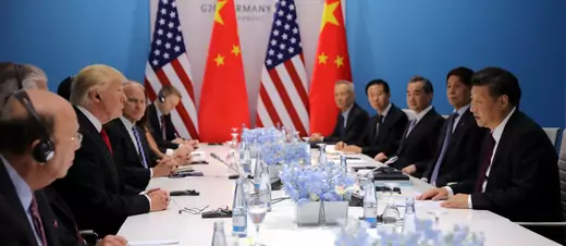 U.S. President Donald Trump and Chinese President Xi Jinping attend the bilateral meeting at the G20 leaders summit in Hamburg, Germany July 8, 2017. 