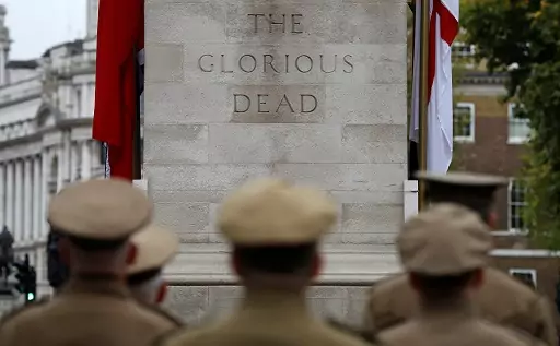 British soldiers marking the anniversary of the armistice that ended WW1. 