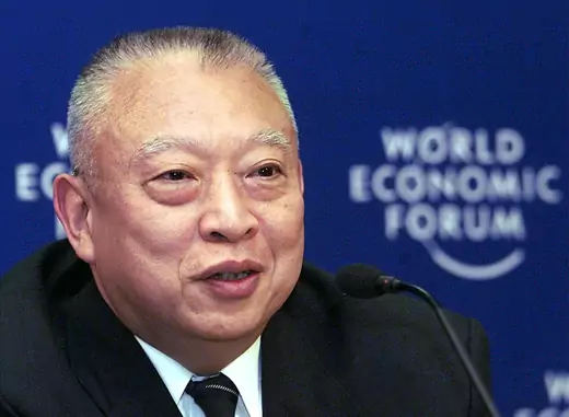 Tung Chee Hwa, Chief Executive of Hong Kong Administrative Region of the Peoples Republic of China, addresses the media during a press conference in the Davos congress center January 29. Tung Chee Hwa is amongst 2000 high ranking representatives from politics and economy participating in the World Economic Forum's 29th annual meeting.