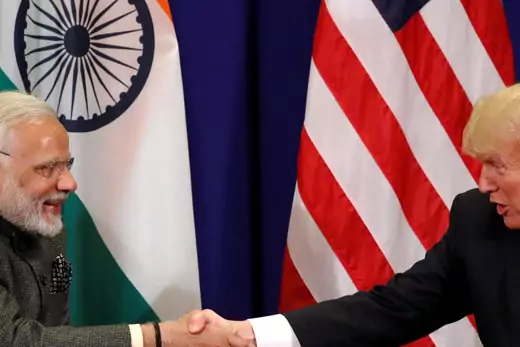 U.S. President Donald Trump shakes hands as he holds a bilateral meeting with India's Prime Minister Narendra Modi alongside the ASEAN Summit in Manila, Philippines November 13, 2017. REUTERS/Jonathan Ernst