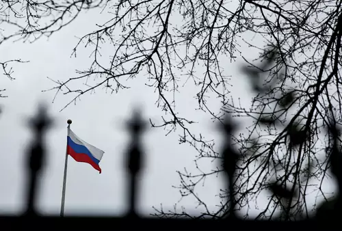 Russian flag flies over Seattle consulate.