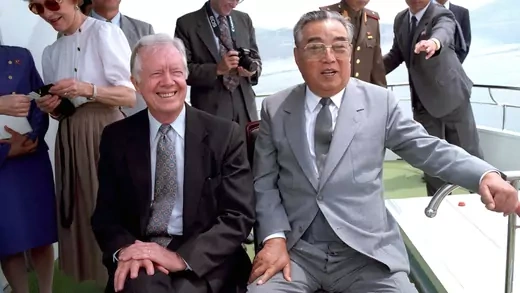 North Korean leader Kim Il-sung meets with former U.S. President Jimmy Carter weeks before Kim’s death.