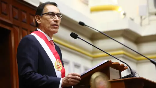 Martin Vizcarra speaks after being sworn in as Peru's President at the congress building in Lima, Peru, March 23, 2018.