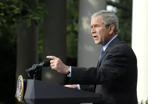 U.S. President George W. Bush gives a statement on North Korea in June 2008. 