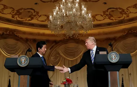 Abe and Trump at Mar-a-Lago summit 