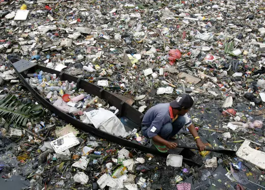 A polluted river in Jakarta, Indonesia 