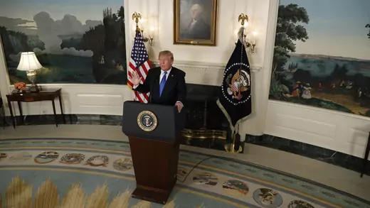 President Trump speaks about the Iran nuclear agreement at the White House in October 2017.