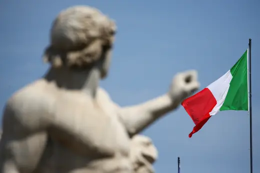 Italian flag over Quirinal Palace.