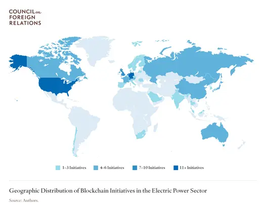 Geographic Distribution of Blockchain Initiatives in the Electric Power Sector