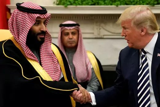 FILE PHOTO: U.S. President Donald Trump shakes hands with Saudi Arabia's Crown Prince Mohammed bin Salman in the Oval Office at the White House in Washington, DC, U.S. March 20, 2018.