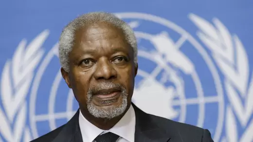 Former Secretary-General Kofi Annan addresses a news conference at the United Nations in Geneva on August 2, 2012.