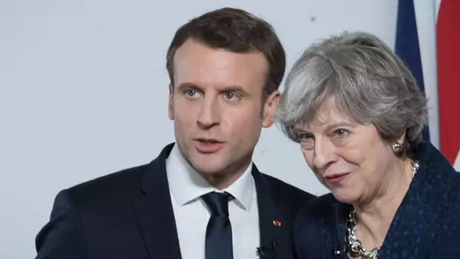 Britain's Prime Minister Theresa May and France's President Emmanuel Macron at a joint press conference in January 2018.