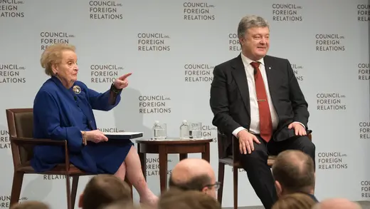 Madeleine K. Albright talks with Ukrainian President Petro Poroshenko about Ukrainian relations with the United States and Russia.