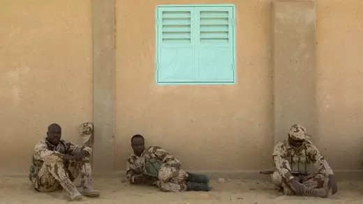 Chadian soldiers take a break during Operation Flintlock, U.S.-led military exercises, in Diffa, Niger.