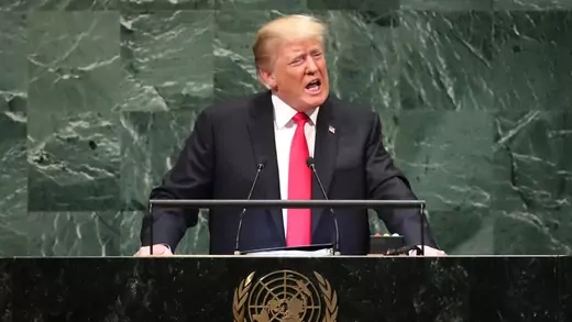 U.S. President Donald J. Trump addresses the seventy-third session of the United Nations General Assembly in New York, on September 25, 2018. 