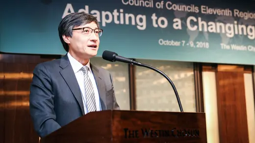 Yul Sohn speaks at a CoC panel.