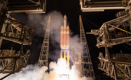 The United Launch Alliance Delta IV Heavy rocket launches NASA’s Parker solar probe from Cape Canaveral Air Force Station.