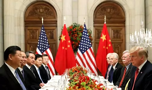 U.S. President Donald Trump and Chinese President Xi Jinping attend a working dinner after the G20 leaders summit in Buenos Aires. REUTERS/Kevin Lamarque/File Photo