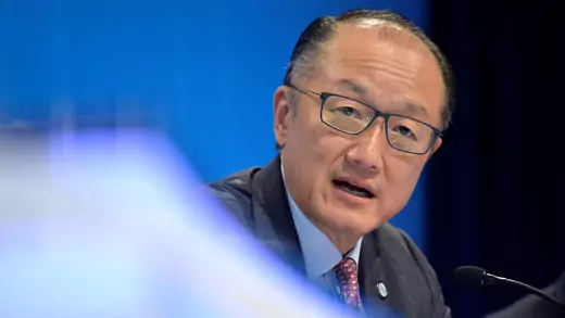 World Bank President Jim Yong Kim makes remarks during a press briefing to open the the IMF and World Bank's 2017 Annual Spring Meetings in Washington, U.S. April 20, 2017